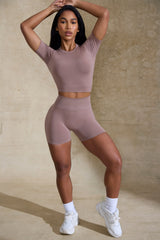 Contour - High Waist Define Luxe Mini Shorts in Mocha