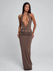 Vyorix BELLINA MAXI DRESS BROWN