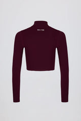 Soft Active Zip-Up Cropped Jacket in Burgundy