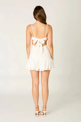 Contrast Trim Lace Mini Dress
