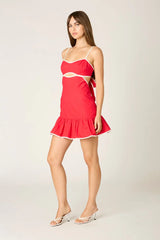 Contrast Trim Cutout Mini Dress