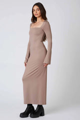 Long Sleeve Square Neck Maxi Dress