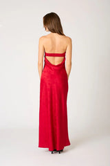 Strapless Open Cowl Back Gown