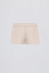 Brushed Jersey Elasticated Mini Shorts in Ecru