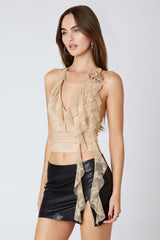 Lace Ruffle Halter Top