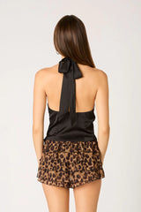 Tuxedo Satin Halter Top