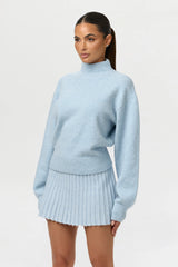 Pleated Knit Sweater Mini Skirt
