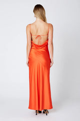 Open Back Satin Maxi Dress