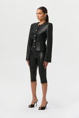 Vegan Leather Button Up Jacket