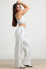 Fluid - Petite High-Waist Straight-Leg Joggers in Grey Marl