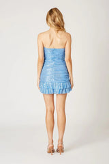 Gathered Sequin Mini Dress