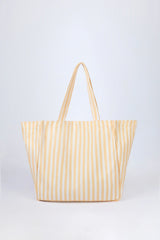 Oversized Canvas Tote Bag in Lemon Yellow Stripe