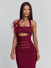 Vyorix LUNABELLE MIDI DRESS BURGUNDY