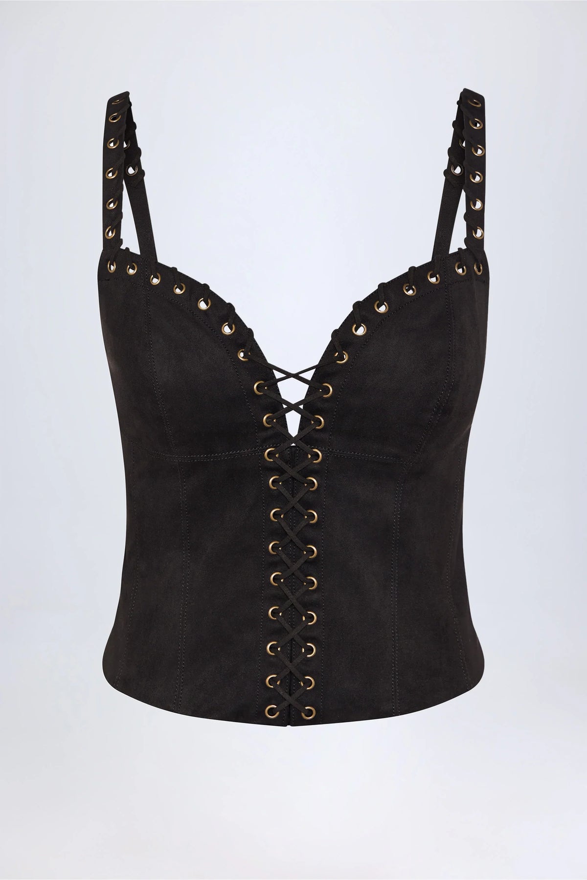 Lace-Up Top in Black