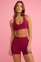 Soft Active Mini Shorts in Burgundy