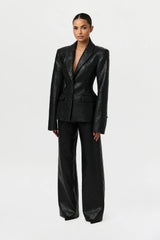 Quilted Vegan Leather Wide Leg Pants