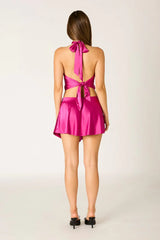 Satin Knot Halter Top