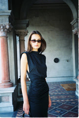 Structured Shoulder Gown | Black