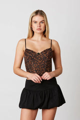 Leopard Mesh Bustier Top