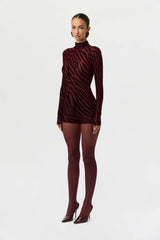 Burnout Print Turtleneck Romper