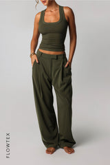 T-Shape Micro-Ribbed Tank Top - Cypress