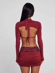 Vyorix VENARI MINI DRESS BURGUNDY