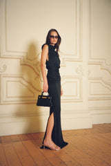Structured Shoulder Gown | Black