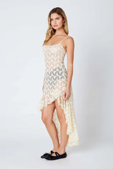 High-Low Ruffle Lace Dress