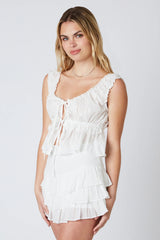 Eyelet Ruffled Peplum Top
