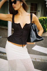 Peplum Embroidered Top | Black