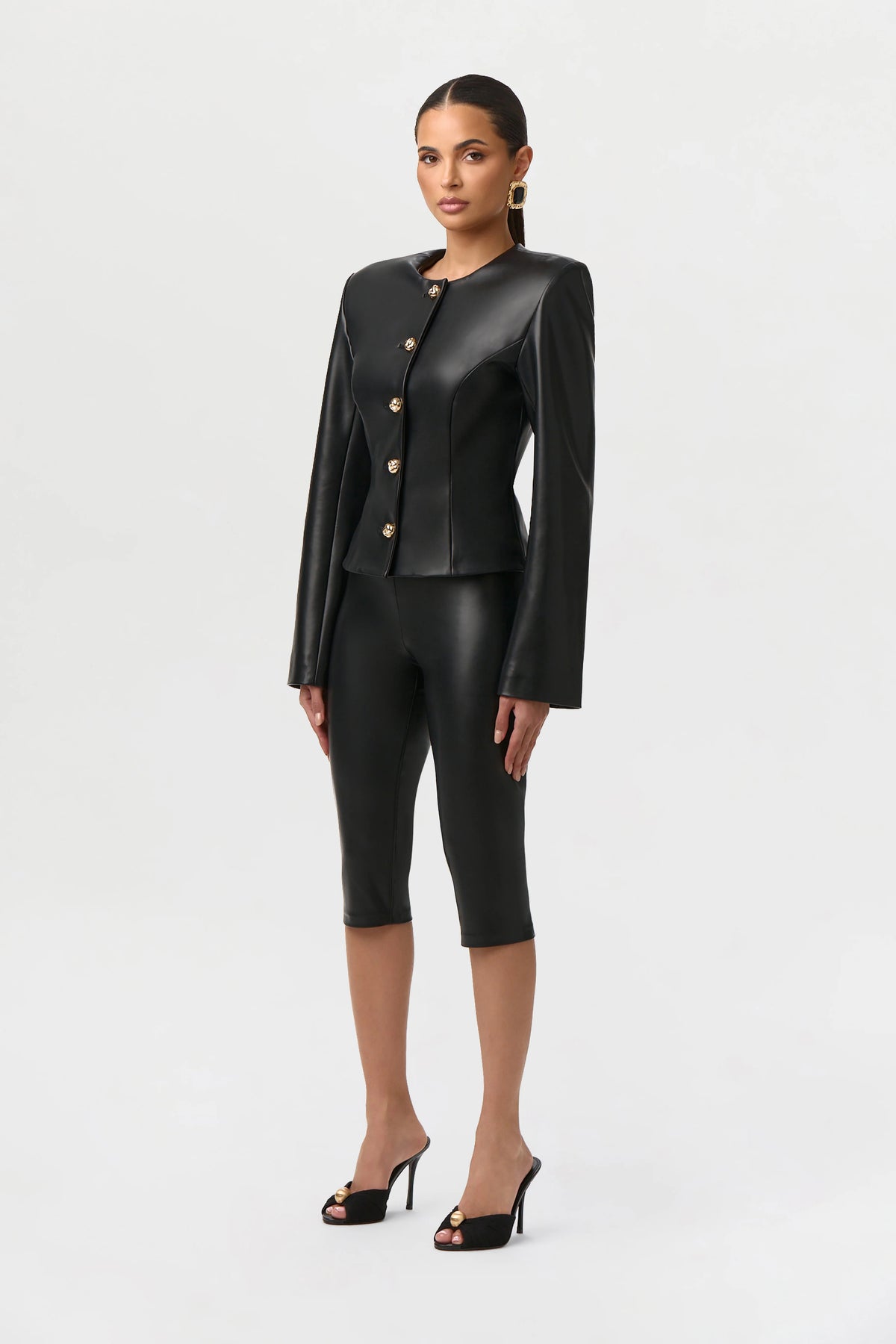 Vegan Leather Capri Leggings