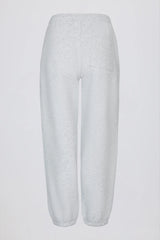 Brushed Cotton Jersey Mid-Rise Relaxed Joggers in Grey Marl