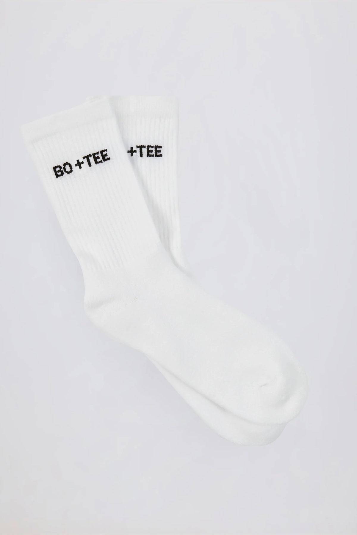 Ribbed Half-Crew Socks in White