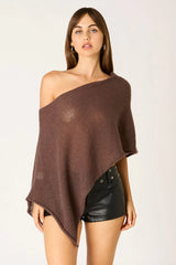 Asymmetric Sheer Knit Poncho