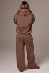 Brushed Jersey Wide-Leg Joggers in Cocoa