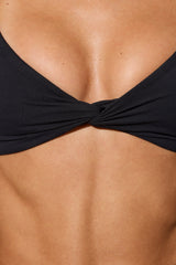 Multiway Twist Front Sports Bra in Black