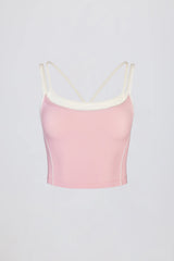 Soft Active Layered Tank Top in Powder Pink