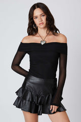 Off-the-Shoulder Mesh Top