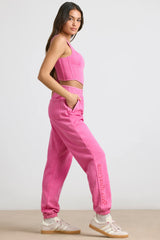Brushed Jersey Oversized Joggers in Hot Pink