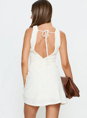 Falling Stars Ruched Mini dress Cream