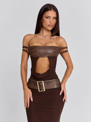 Vyorix ROZIA MAXI DRESS BROWN