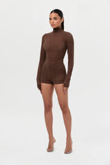 Velvet Mesh Chevron Hot Pants