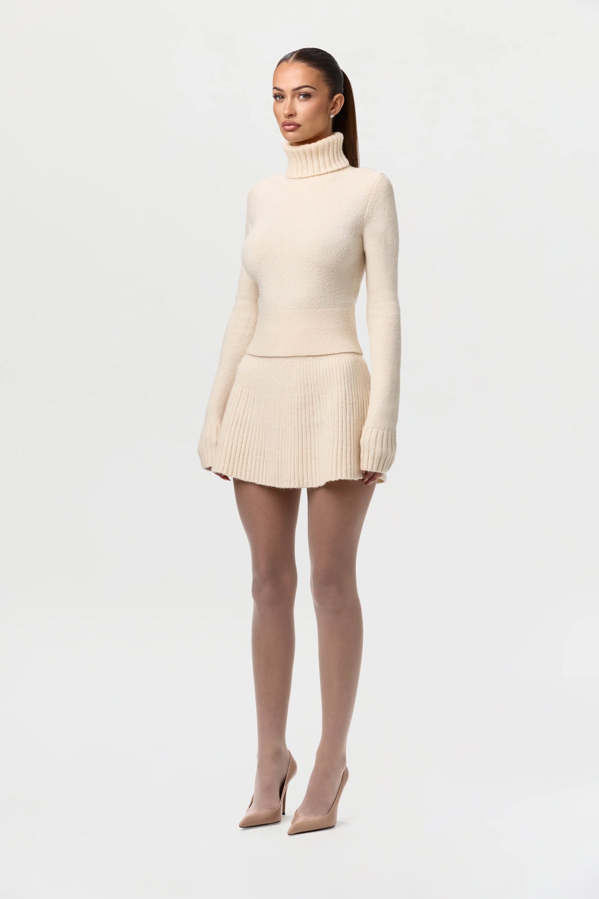 Knit Ribbed A-Line Mini Skirt