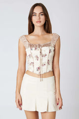 Puff Sleeve Satin Corset