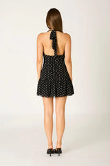 Polka Dot Halter Mini Dress