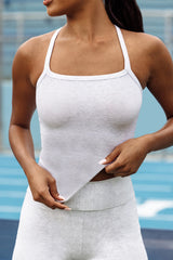 Transition - Soft Rib Scoop Neck Tank Top in Marled Grey