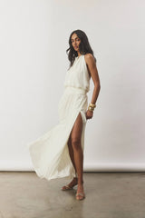 Draped Backless Gown | White