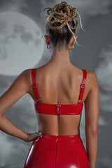 Vinyl Curved Cup Bra in Red