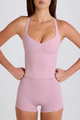 Four-Way Stretch Crossback Longline Tank Top in Mauve