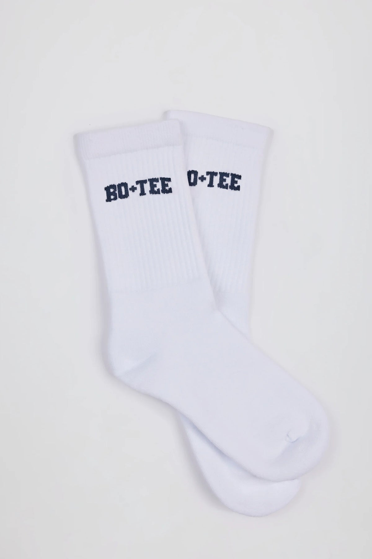 Ribbed Half-Crew Socks in White